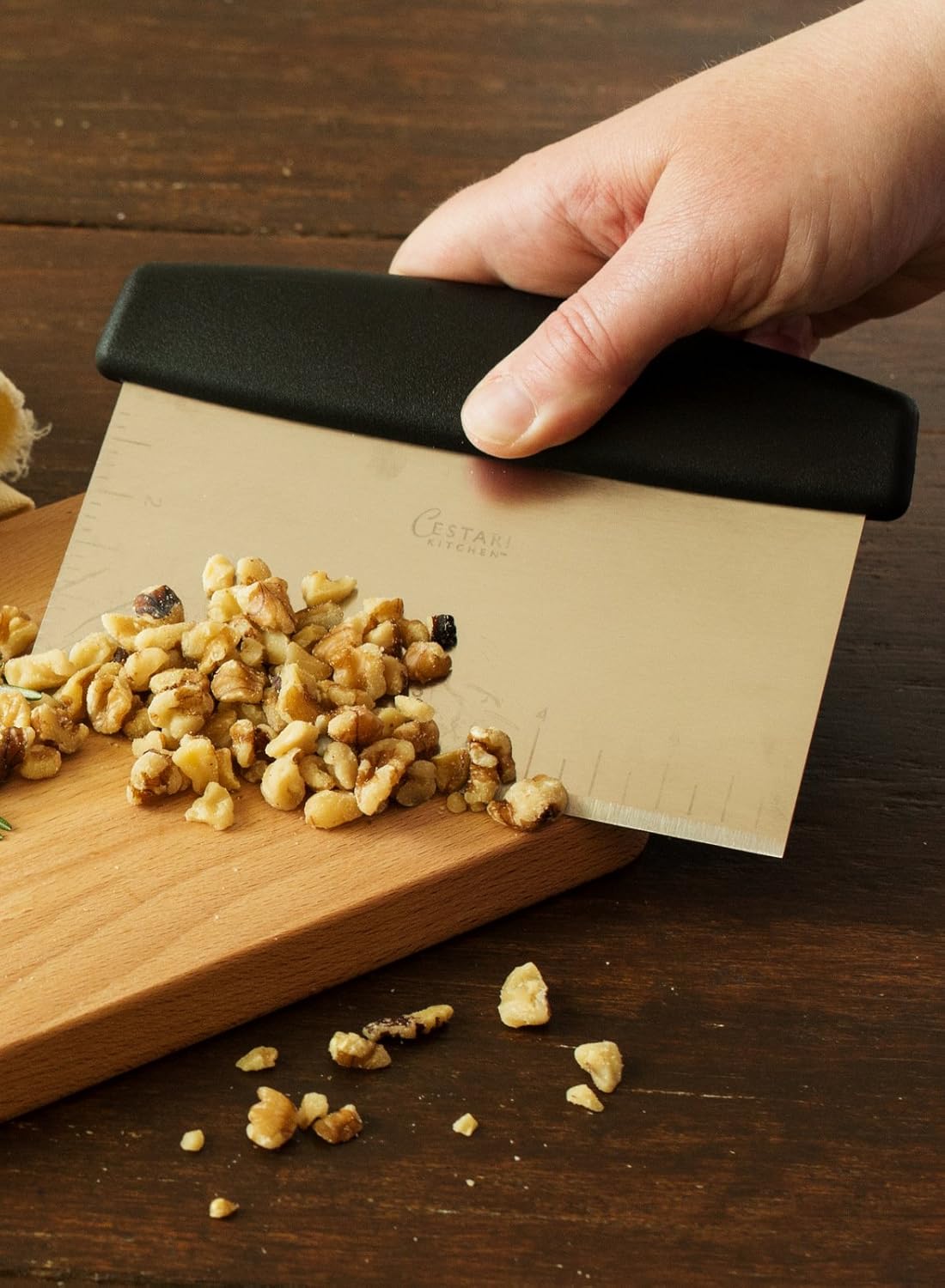 Dough Scraper Bench Knife: Professional Quality Heavy Duty Stainless Steel Bench Scraper, Chopper, Cutter - Perfect for Pastry, Nuts, Herbs, Chocolate, Pizza Dough, Soap, Bread Baking