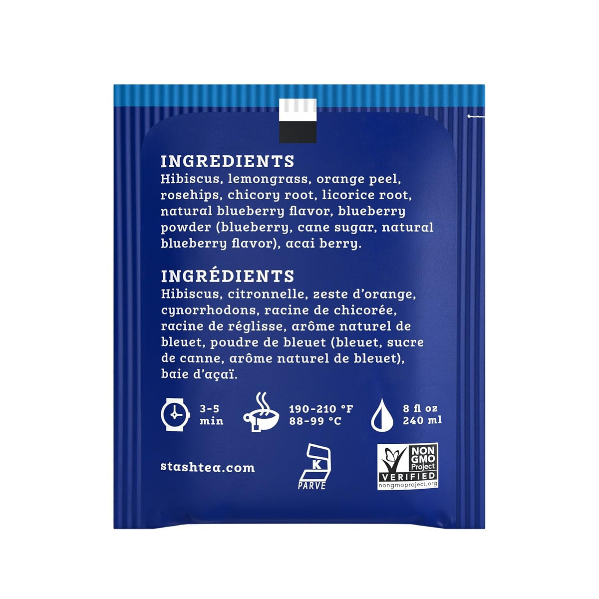 Stash Tea Blueberry Superfruit Herbal Tea - Naturally Caffeine Free, Non-GMO Project Verified Premium Tea with No Artificial Ingredients, 20 Count (Pack of 6) - 120 Bags Total
