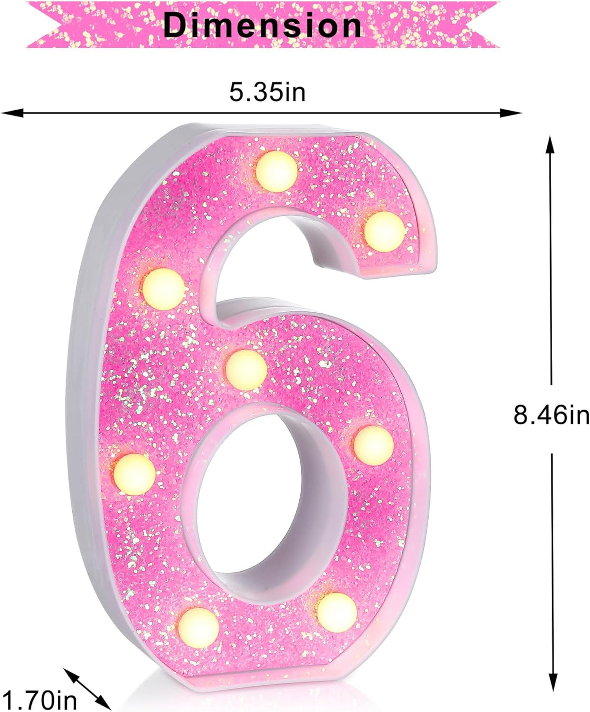 Foaky Pink Light up Letters，Pink Party Decorations,Girls Room Decor,Glitter Marquee Numbers,Alphabet Letter Sign for Night Light Birthday Party Girls Gifts, Home Bar Decoration (6)