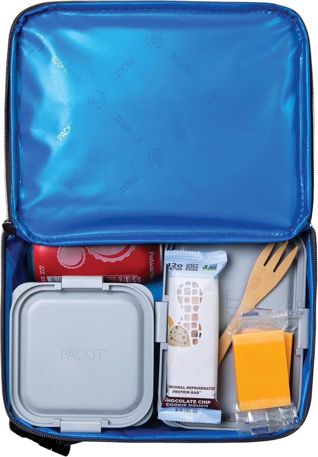 PackIt Freezable Classic Lunch Box, City Charcoal, Built with EcoFreeze® Technology, Collapsible, Reusable, Zip Closure With Front Pocket and Buckle Handle, For Work Lunch