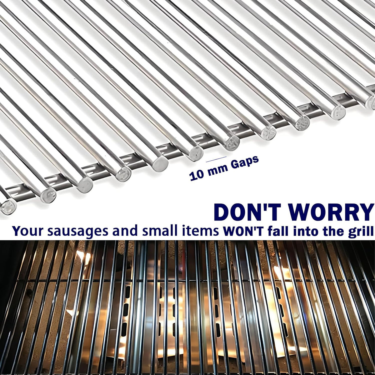 Genesis Grill Grates for Weber Genesis 300 Series, Cooking Grates Grill Parts for Weber Genesis E310 E320 E330 S310 S320 S330, 19.5" Steel BBQ Grids Replacement for Weber 7528/7524 Cast Iron Grate