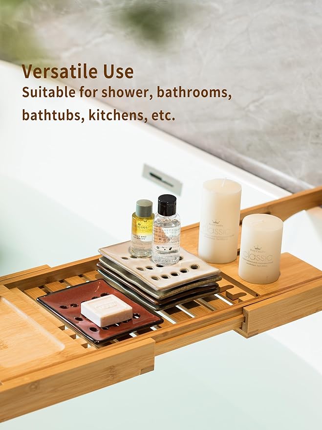 Soap Holder with Self Drain, Ceramic Soap Dishes for Bar, Shower, Japanese Soap Tray for Kitchen and Bathroom, Keep Sink Dry and Tidy, Red
