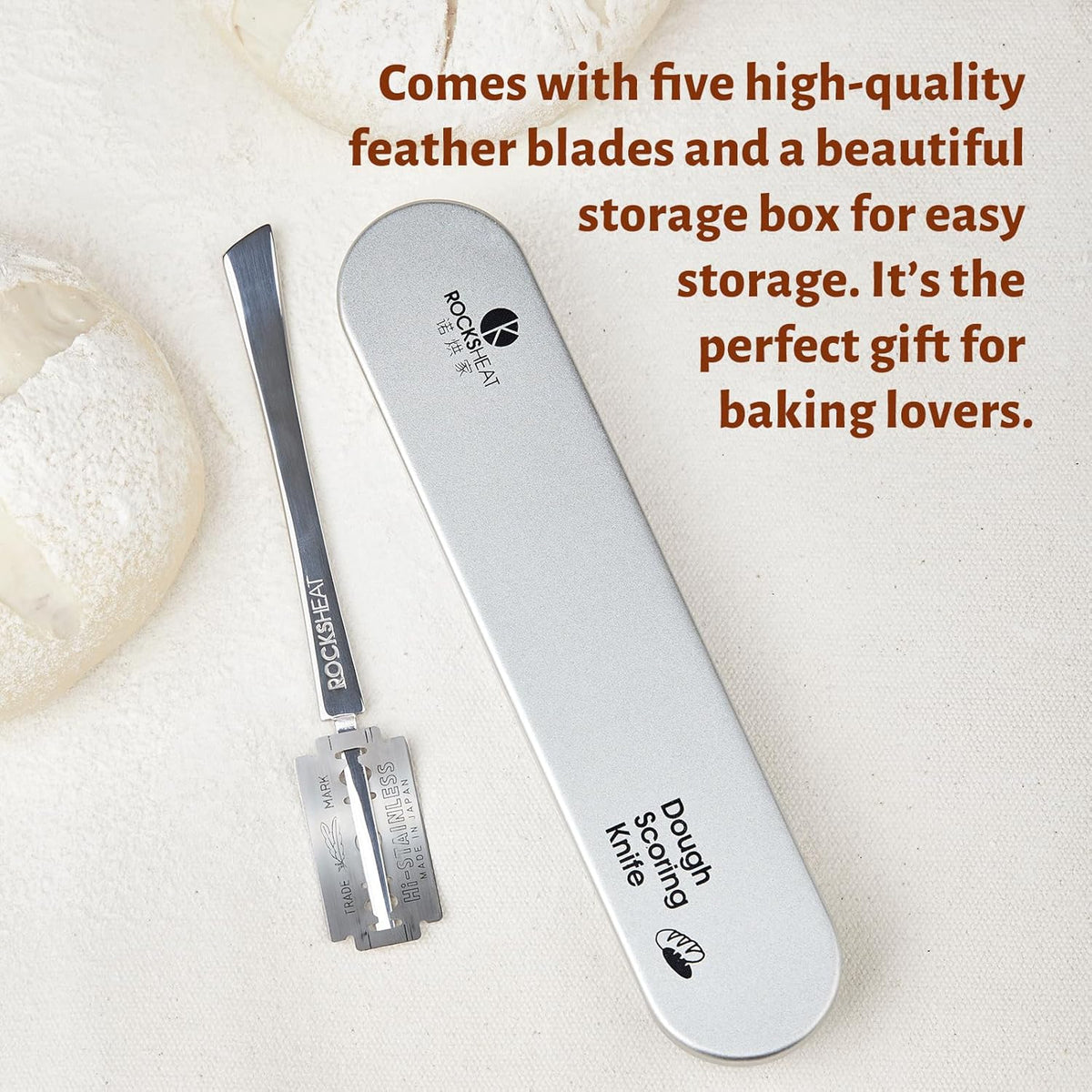 Bread Lame Dough Scoring Tool, Stainless Steel Scoring Knife with 5 Feather Blades, Sourdough Scoring Tool for Bread Baking, Baking Tool for Baking Beginners