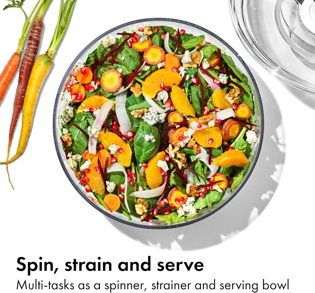 OXO Good Grips Salad Spinner - Large, Green Lettuce & Fruit Washer, BPA-Free, Easy One-Hand Pump