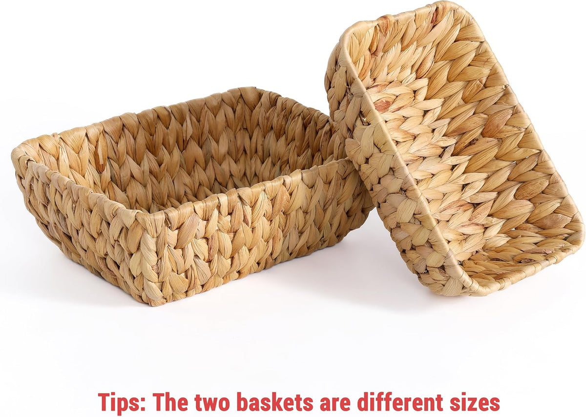 Small Wicker Baskets for Organizing 2 Pack, Hand Woven Baskets for Storage, Towels and Toilet Paper Organization, Woven Gift Basket,Countertop Baskets Set for Organizing