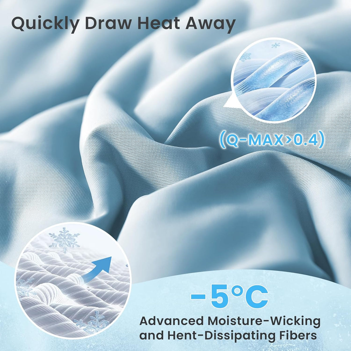 HYLEORY Cooling Comforter King Size - Summer Cooling Blanket for Hot Sleepers/Night Sweats, Double-Sided Cold Touch Silky Ice Comforters, Breathable Lightweight Beddings, Cool Blue, 108"x90"