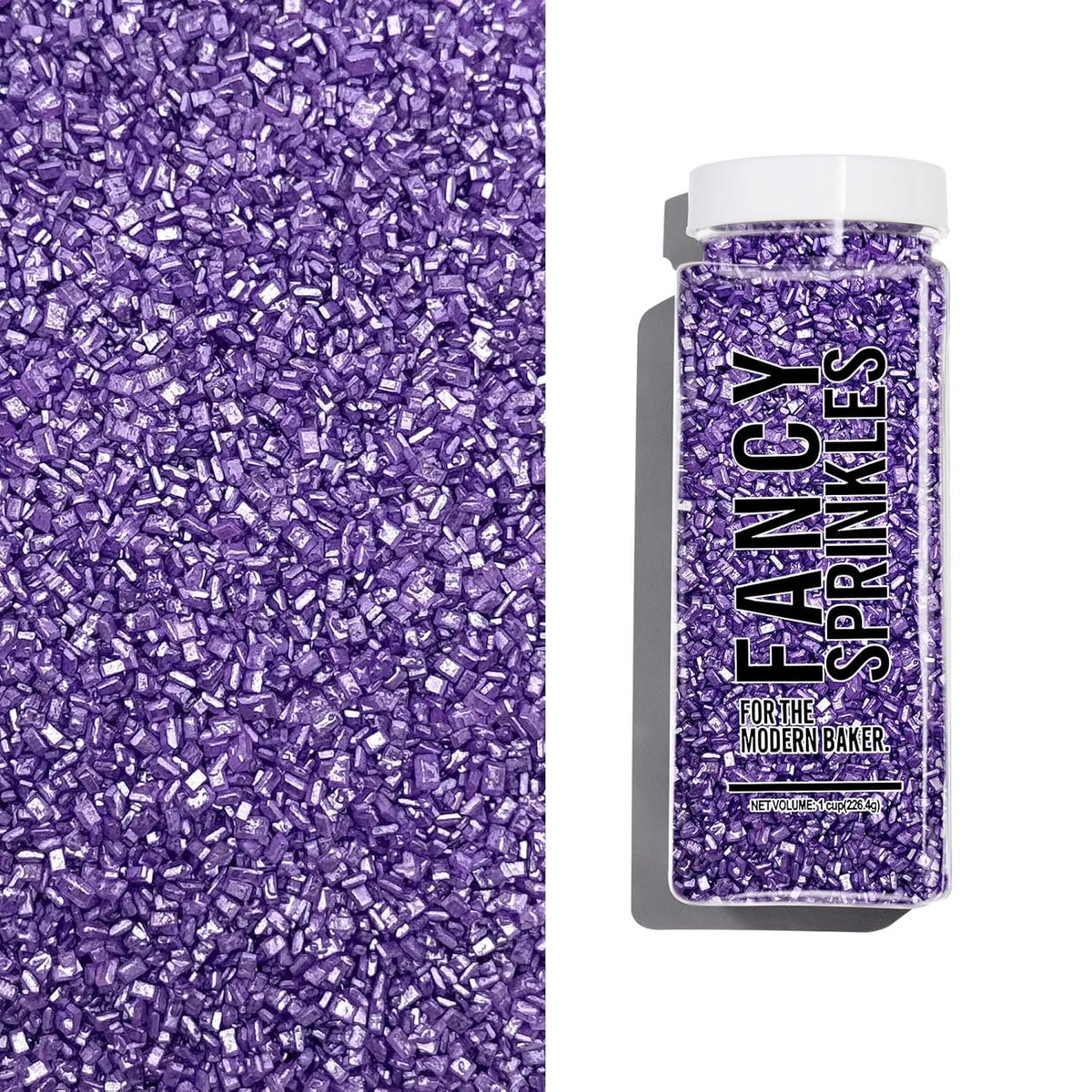 Fancy Sprinkles Amethyst Purple Fancy Sugar Pearlescent, Sparkly Sugar Crystals (8 OZ)
