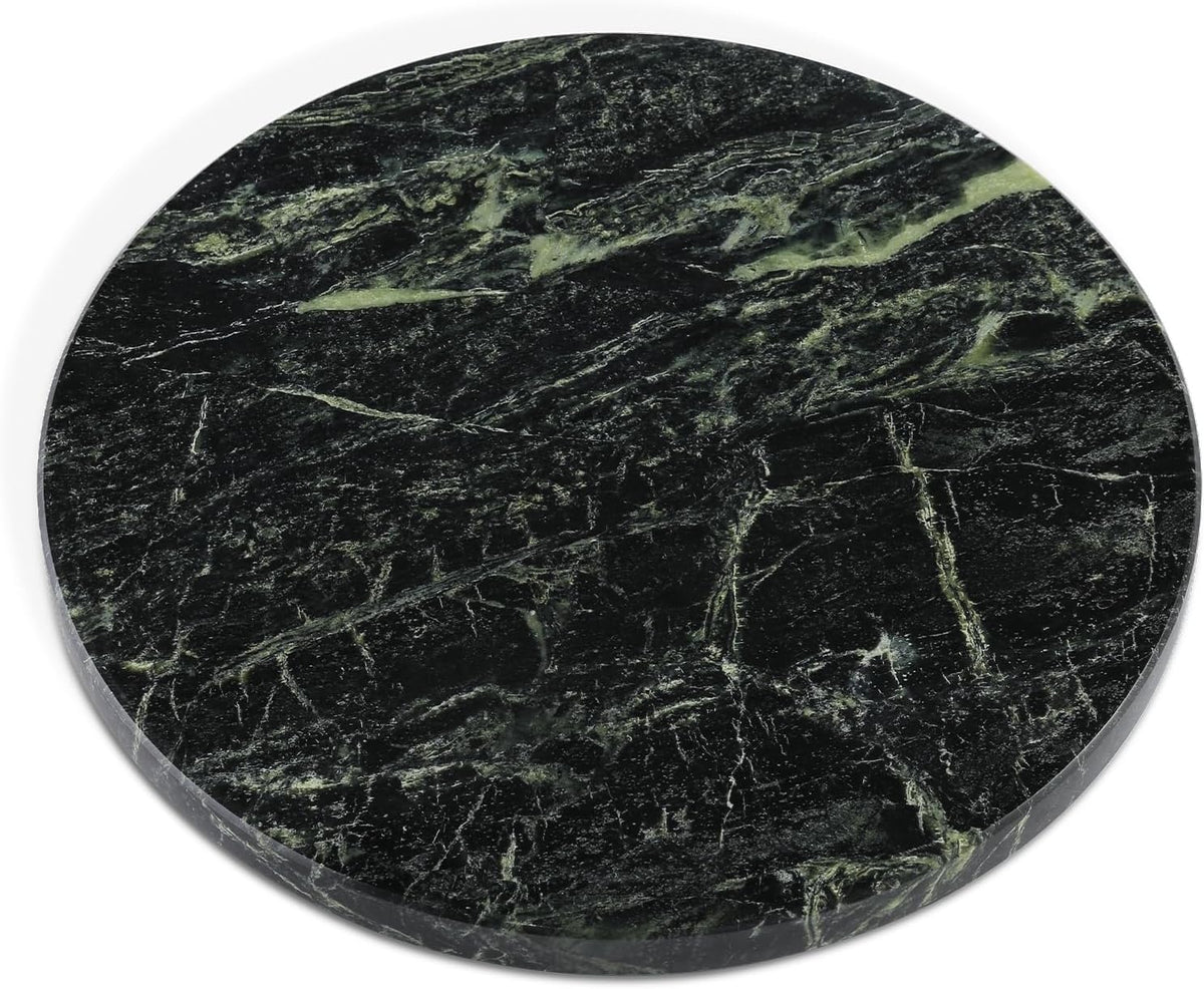 Koville Indian Natural Marble Cutting Board for Kitchen, 11inch Round Hand Crafted Marble Slab for Cheese, Charcuterie, Pastry Board - Wedding Gift, House Warming Gift(Indian Green)