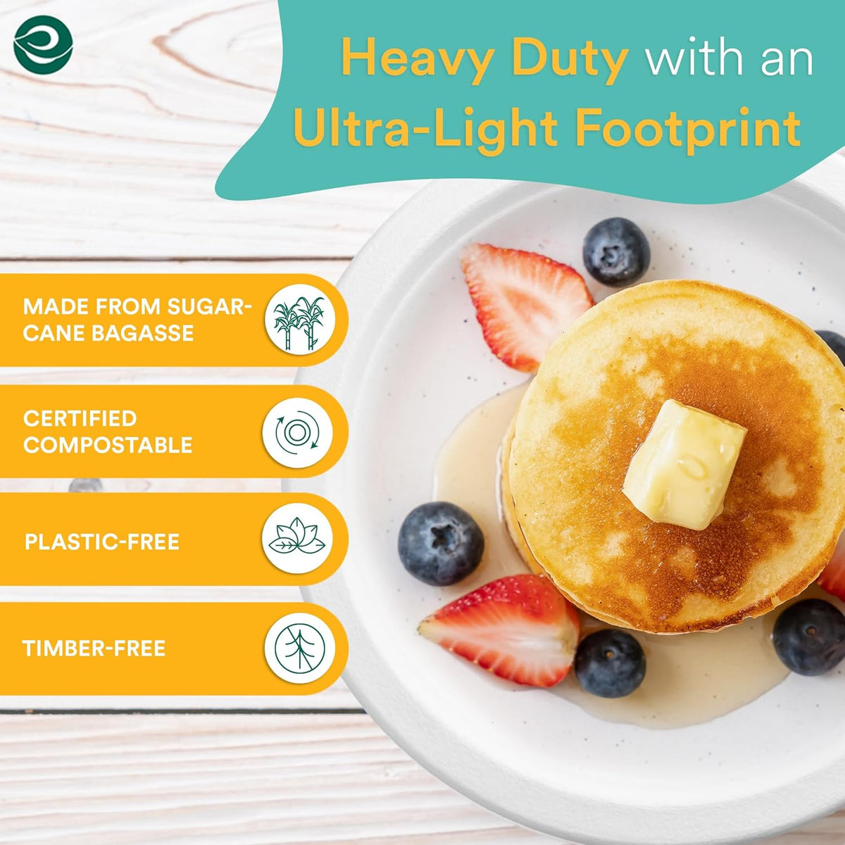 ECO SOUL Pearl White 9 Inch 400 [4x100 Pc] Paper Plates | 100% Compostable Disposable Bagasse I Heavy Duty Eco-Friendly Dinner Plates I Biodegradable Sugarcane Eco | Microwavable
