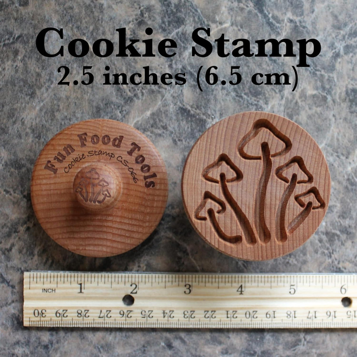 Wood Cookie Stamp, 2.5 Inch (Mushrooms CS-066)
