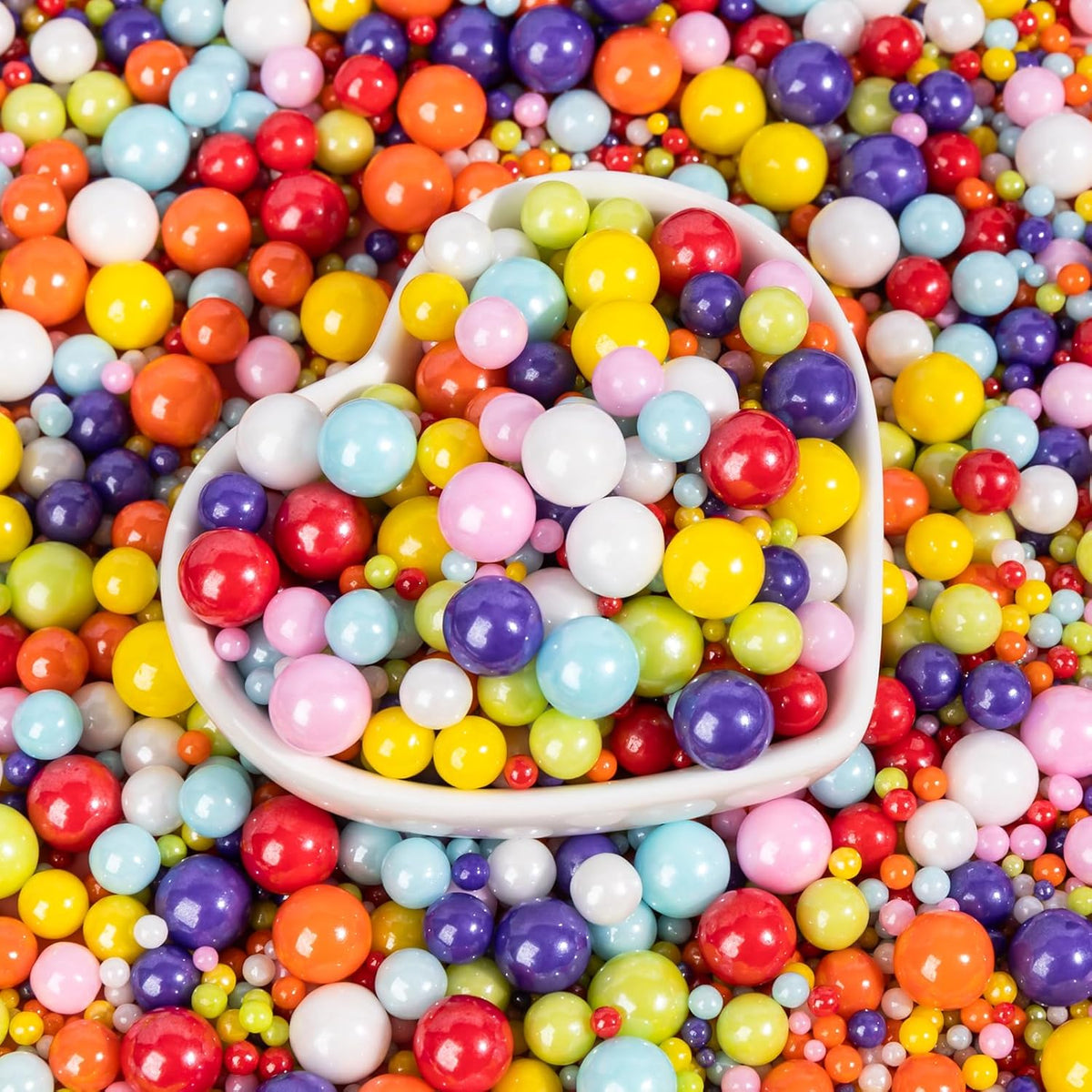Edible Rainbow Pearl Sprinkles,Colorful Pearl Candy Sprinkles Mixed,Mother's Day Baking Decorating,Pastel Edible Cake Decorations,Perfect for Baking,Ice Cream,Cookies,Cupcake Toppers,Birthday Wedding Party Desserts Supplies,130g/4.58oz