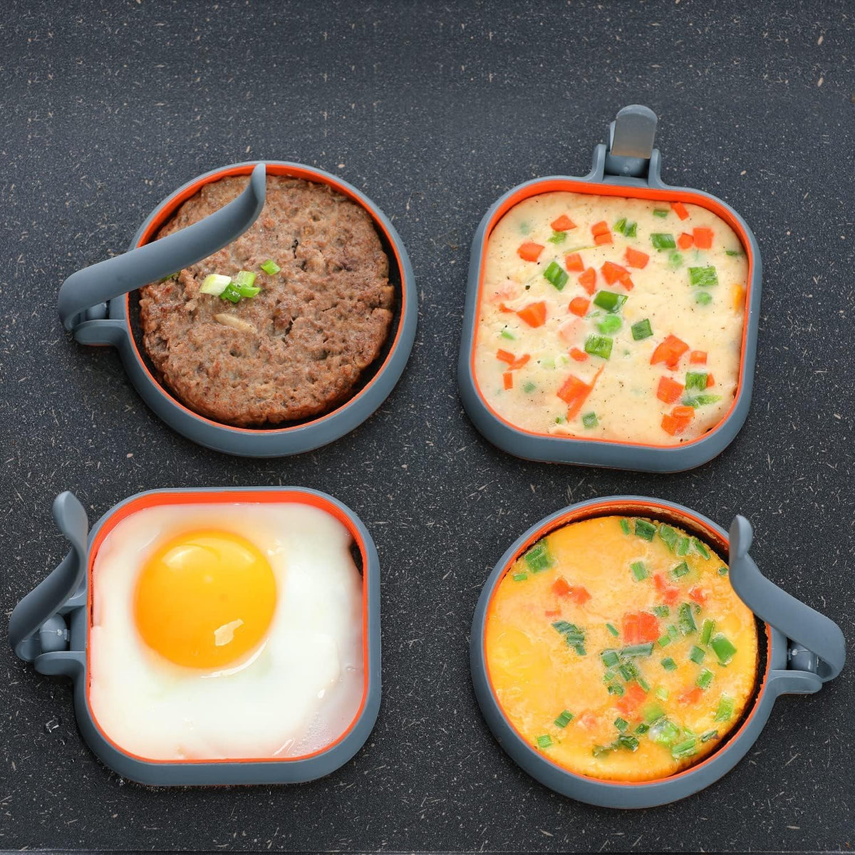 Silicone Egg Molds Pancake Molds for Kids, Silicone Egg Rings Pack of 4 for Frying Eggs, Nonstick Silicone Egg Mcmuffin Maker Pancake Rings
