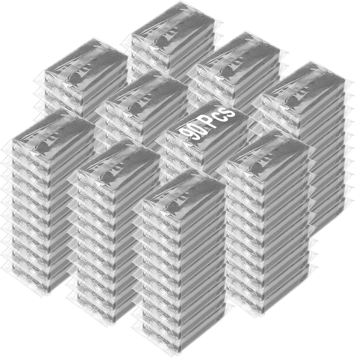 90 Pack Individually Wrapped Sponges Uncompressed Kitchen Dishwashing Non Scratch Scrouing Sponge Bulk for Hotel Car Airbnb Apartments,Gray