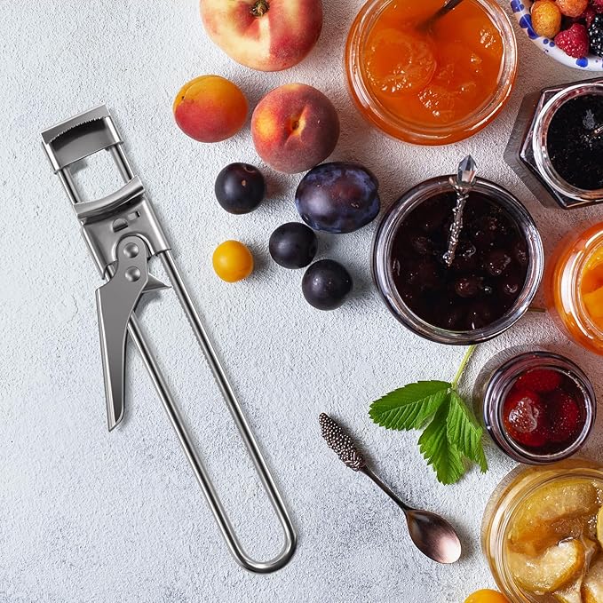 Bottle Opener & Jar Opener for Weak Hands, Adjustable Stainless Steel Can Opener, Multifunctional Jar Lid Opener Gripper for Seniors with Arthritis