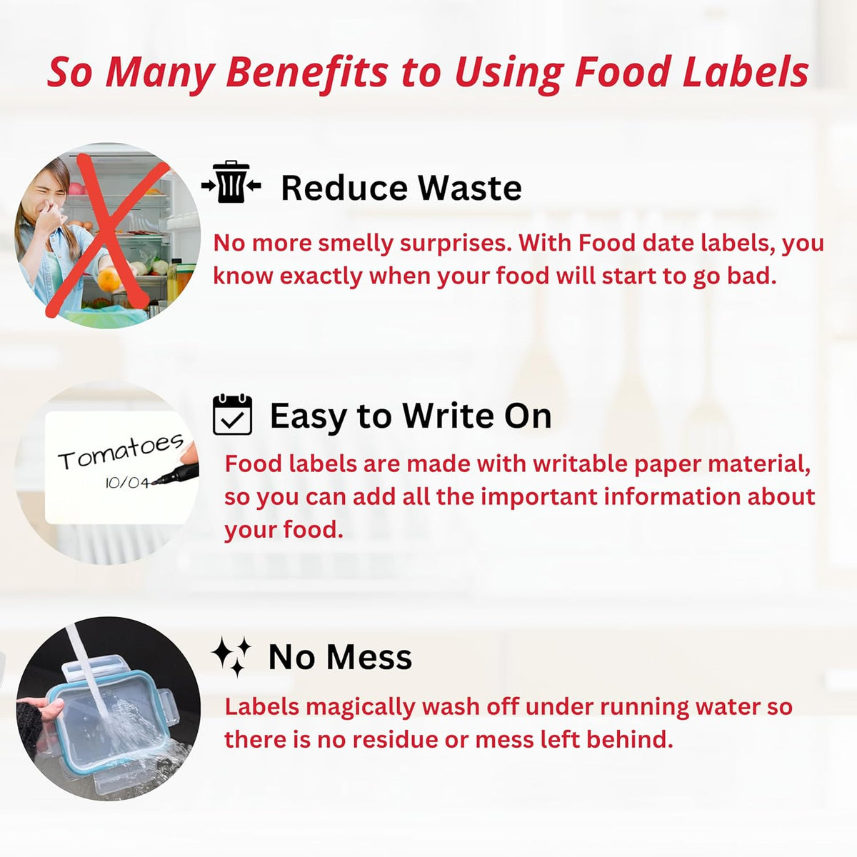 2x3 Dissolvable Food Labels, 500 Label Stickers, Bottle Labels for Storage Bins, Sticker Labels for Food containers, (500, Blank)