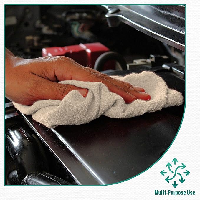 ZUPERIA Cotton Shop Towel – Multipurpose Cleaning Cloths (14" x 12" - Pack of 500 - White) Reusable Shop Rags for Automobiles, Industrial, Restaurants, Garage, and Homes