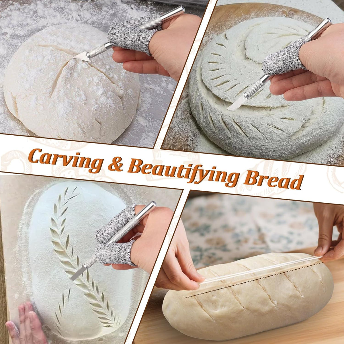 20Pcs Bread Lame Scribing Tool Kit - 2 Precision Scribes with 15 Blades, Finger Guard, Design Cord, Safety Cover and Storage Box - Stainless Steel Scribes for Artisan Bread and Dough Patterns Designs