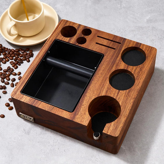 Espresso Knock Box, Espresso Tamping Station, Espresso Coffee Organizer Box Fit for Storage 51/54MM Espresso Tamper,Coffee Station Organizer for Countertop