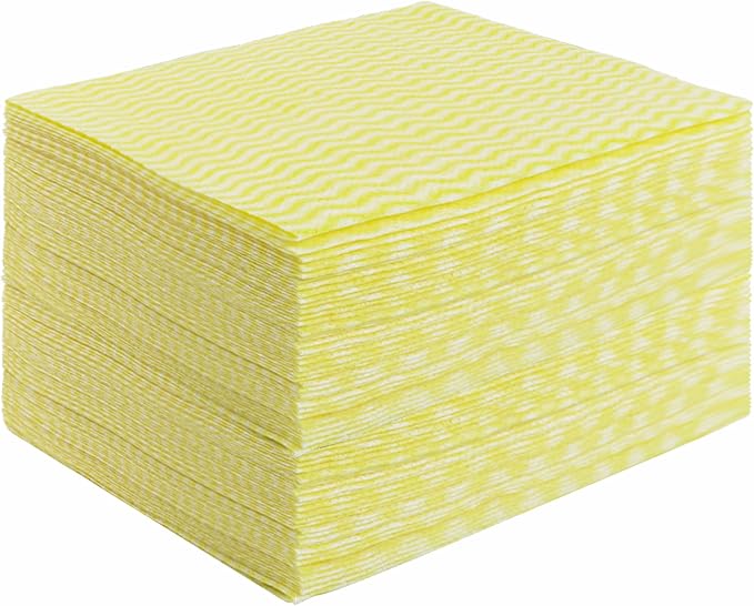 Disposable Cleaning Cloths Reusable Dsih Cloths for Kitchen Disposable Dish Rag Dry Fast 11.8x11.8 inch Pack of 100, Yellow