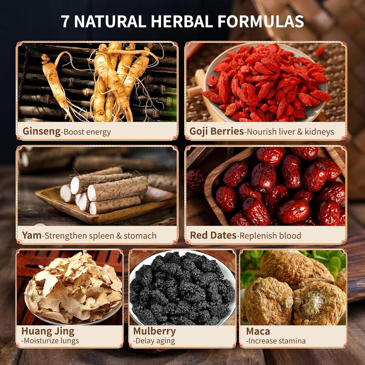 Ginseng Five Treasures Kidney Tea - Traditional Chinese Herbal, Natural Organic Cleanse Detox Tea for Women & Men, 7 Precious Ingredients Formula (2 Pack/50 Bags)