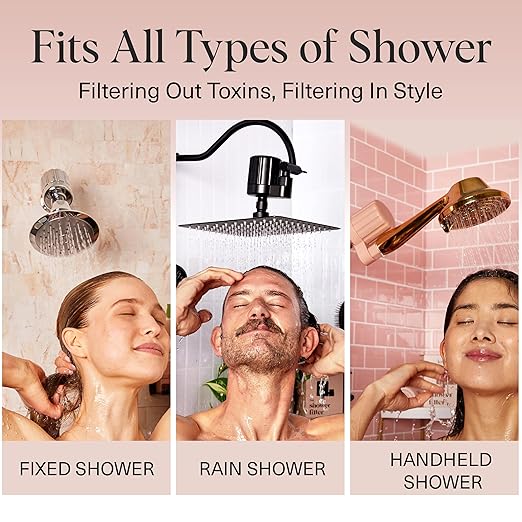 Kitsch Shower Head Filter for Hard Water – Shower Filter with KDF-55 & Calcium Sulfite, Helps Reduce Chlorine & Impurities, Water Softener - Bathroom Accessories for Healthier Hair & Skin - Chrome