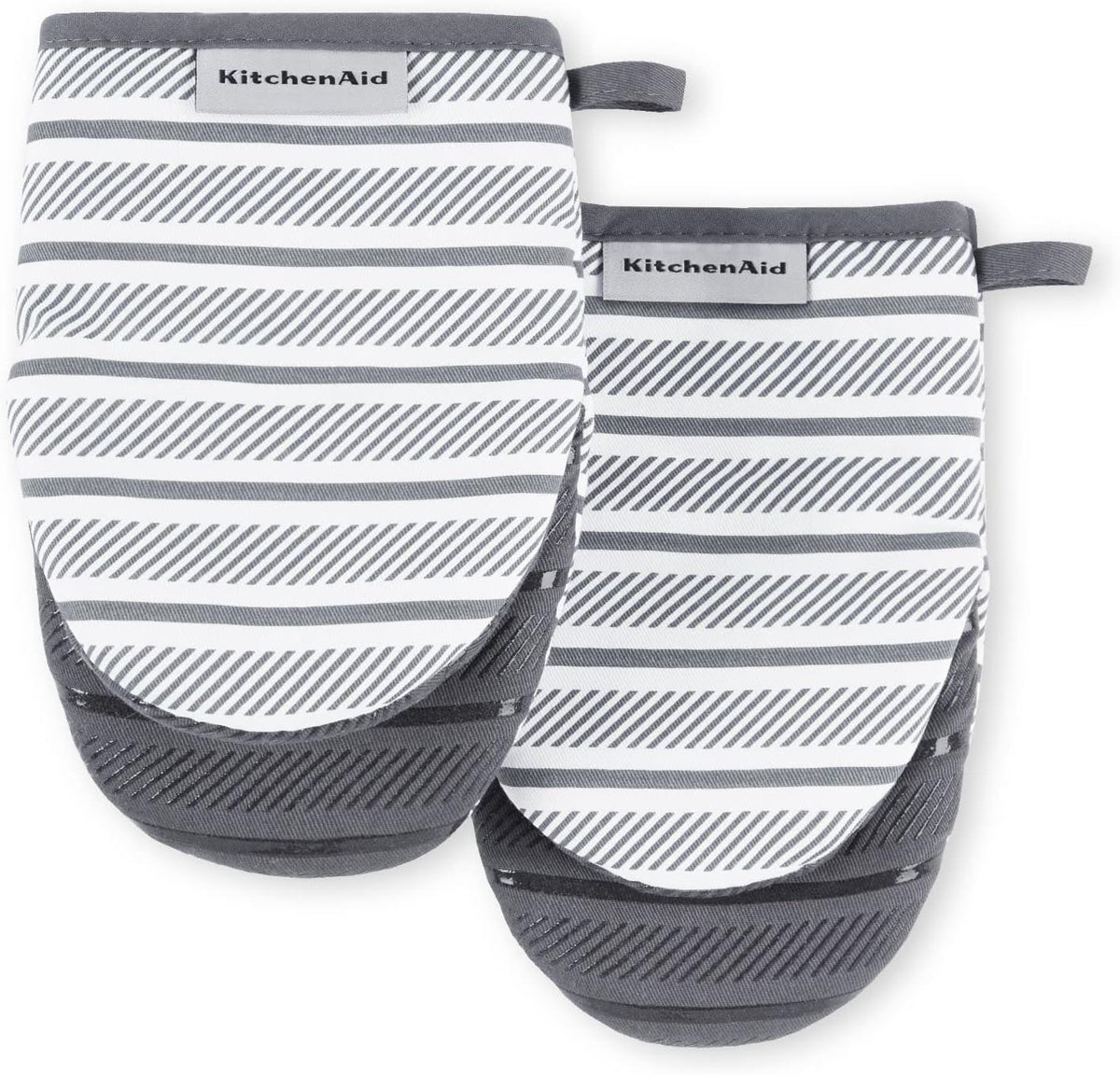 KitchenAid Albany Mini Oven Mitt 2-Pack Set, Charcoal Grey, 5.5"x8"