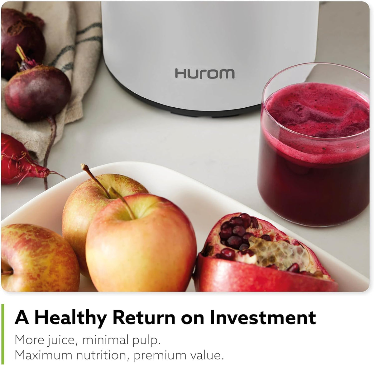 Hurom H400 Cold Press Juicer Machine, Award Winning Masticating Slow Juicer, Easy to Clean, Strainer & Hands Free with Self Feeding, Wide Mouth Hopper, Easy Assembly (Two-Tone Blue)