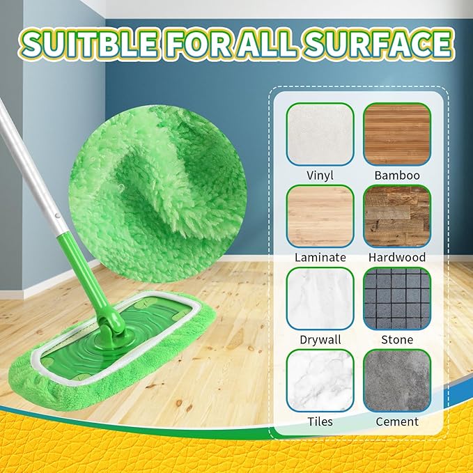 Reusable 100% Coral Fleece Mop Pads Compatible with Swiffer Sweeper, 3 Pack Wet and Dry Flat mop Cover, Washable Wet Pads Refill for Surface/Hardwood Floor Cleaning (Mop is Not Included)