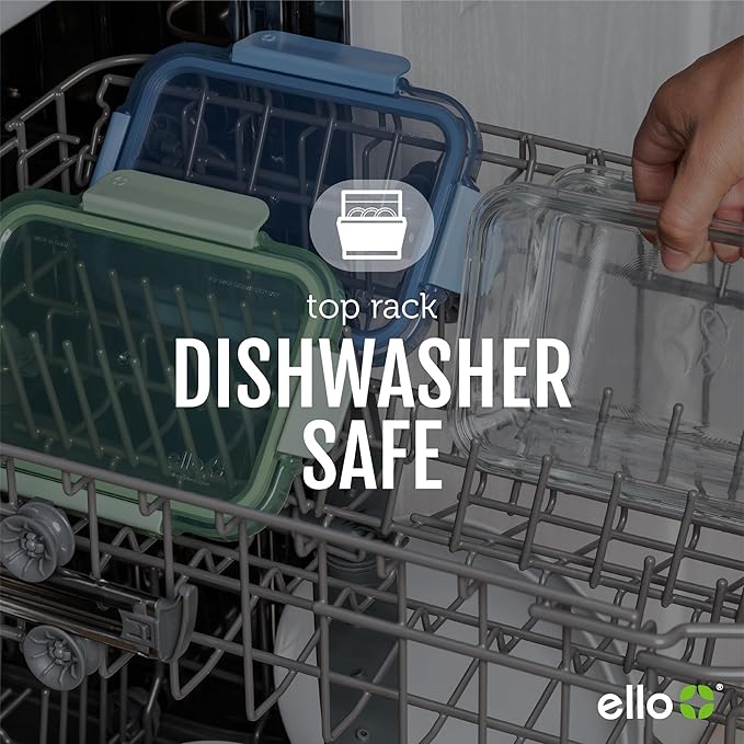 Ello Color Lock 20PC Mixed Glass Food Storage Sets, Leak-Proof Glass Food Storage Containers with Airtight BPA-Free Plastic Lids, Dishwasher, Microwave, and Freezer Safe, Desert Festival