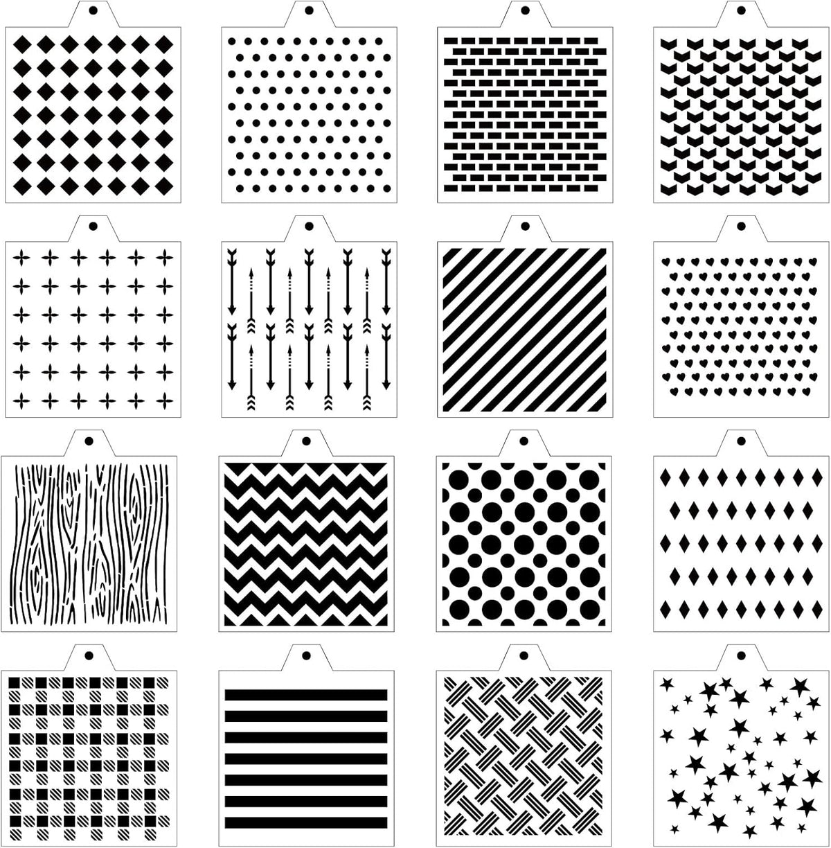 Stencil Genie 16 Pcs 5.5x5.5in Baking Stencils for Royal Icing, Airbrush, Sugar & Craft Painting