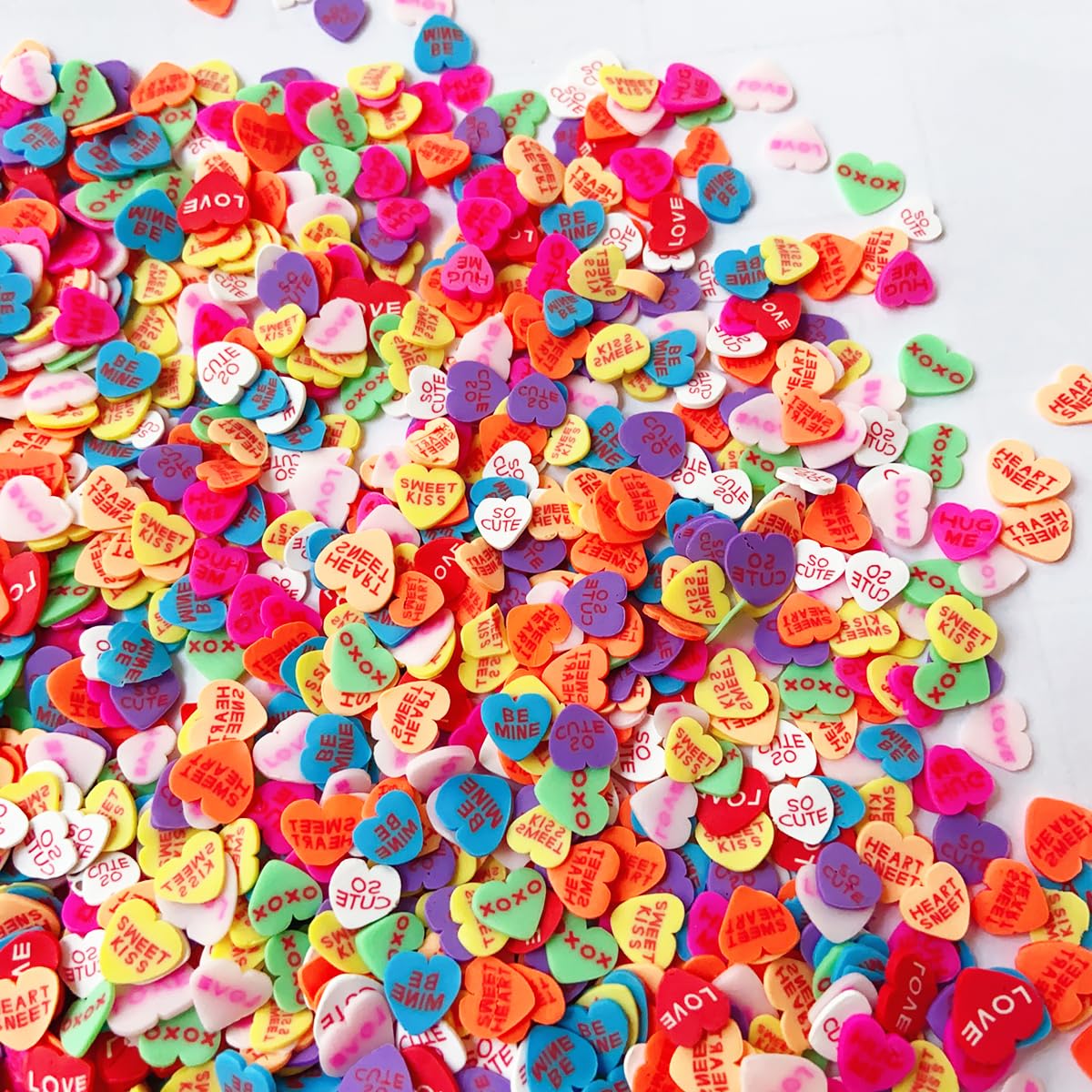 EHOPE Fake Sprinkles Resin Sprinkles Fake Candy Sprinkles Clay Sprinkles Polymer Sprinkles Polymer Clay Slices for Nail Art DIY Crafts Cake Phone Case(40G-Love Heart-47)