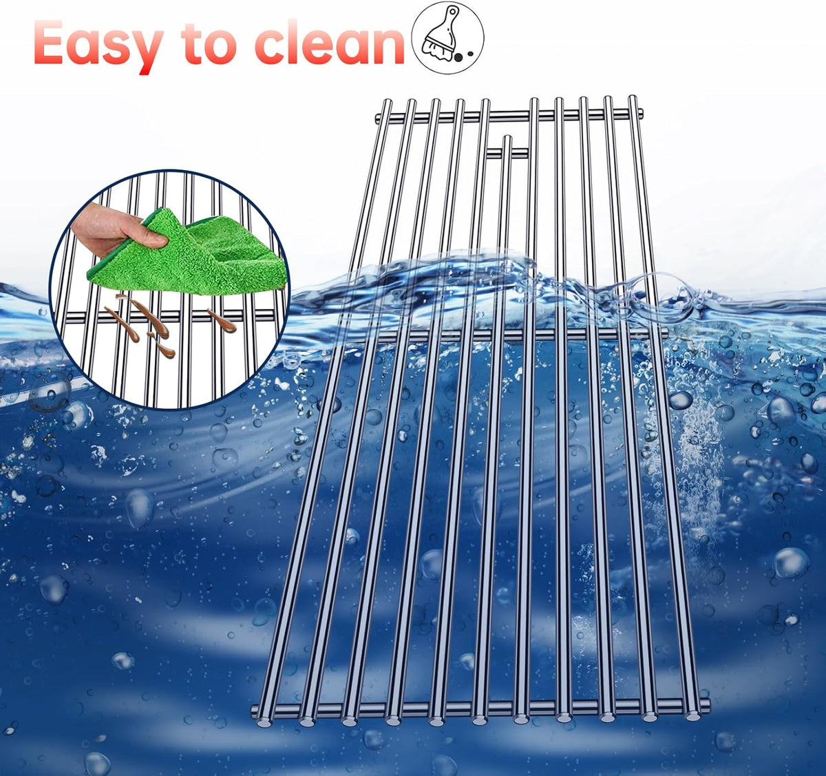 9MM 16517 Grill Grates Replacement for Bull Grill Replacement Parts, BBQ Bull Brahma 5 Burner 57568, 57569, 57568CE, 19” Lion Premium 40” 4 Burner L90000, 90000, 65073 Stainless Steel Grids