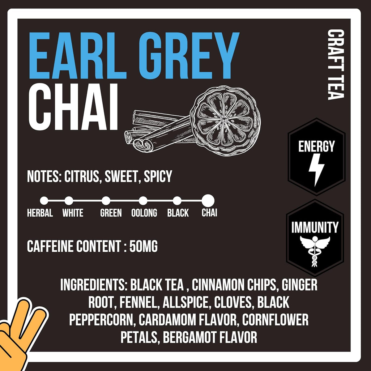 Revival Tea Company Earl Grey Chai Tea - Black Tea Blend with Fresh Spiced Chai and Bergamot Flavor - 24 Tea Bags
