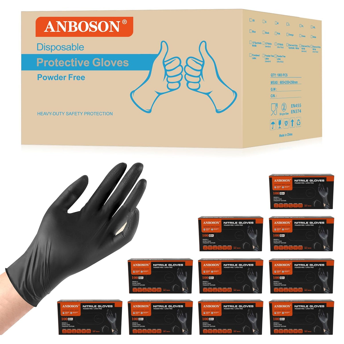 6 mil Disposable Nitrile Gloves, Heavy Duty Disposable Glove, Cooking Gloves, Latex Free, Powder Free (Black of 1000, X-Large)