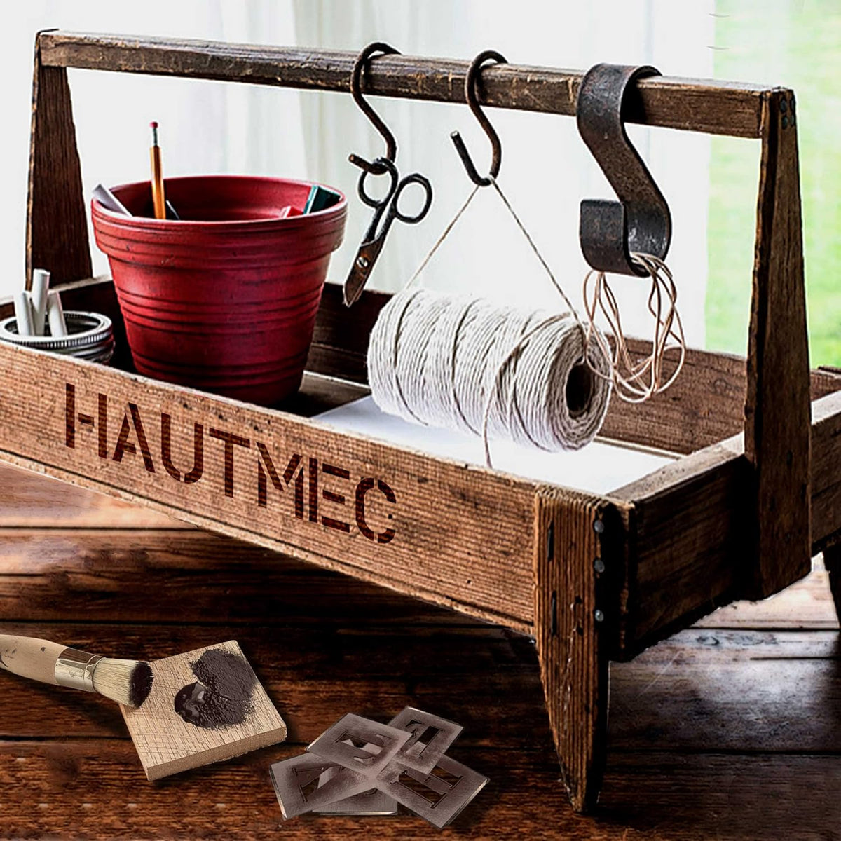 HAUTMEC Vintage Stainless Steel Letters Stencils, A to Z Stainless Steel Stencils & Holder, 1-1/2"(40mm) Letters, Shop Stencil, Advertising Stencilling, Craft-Printing, Reusable HT0239-ST