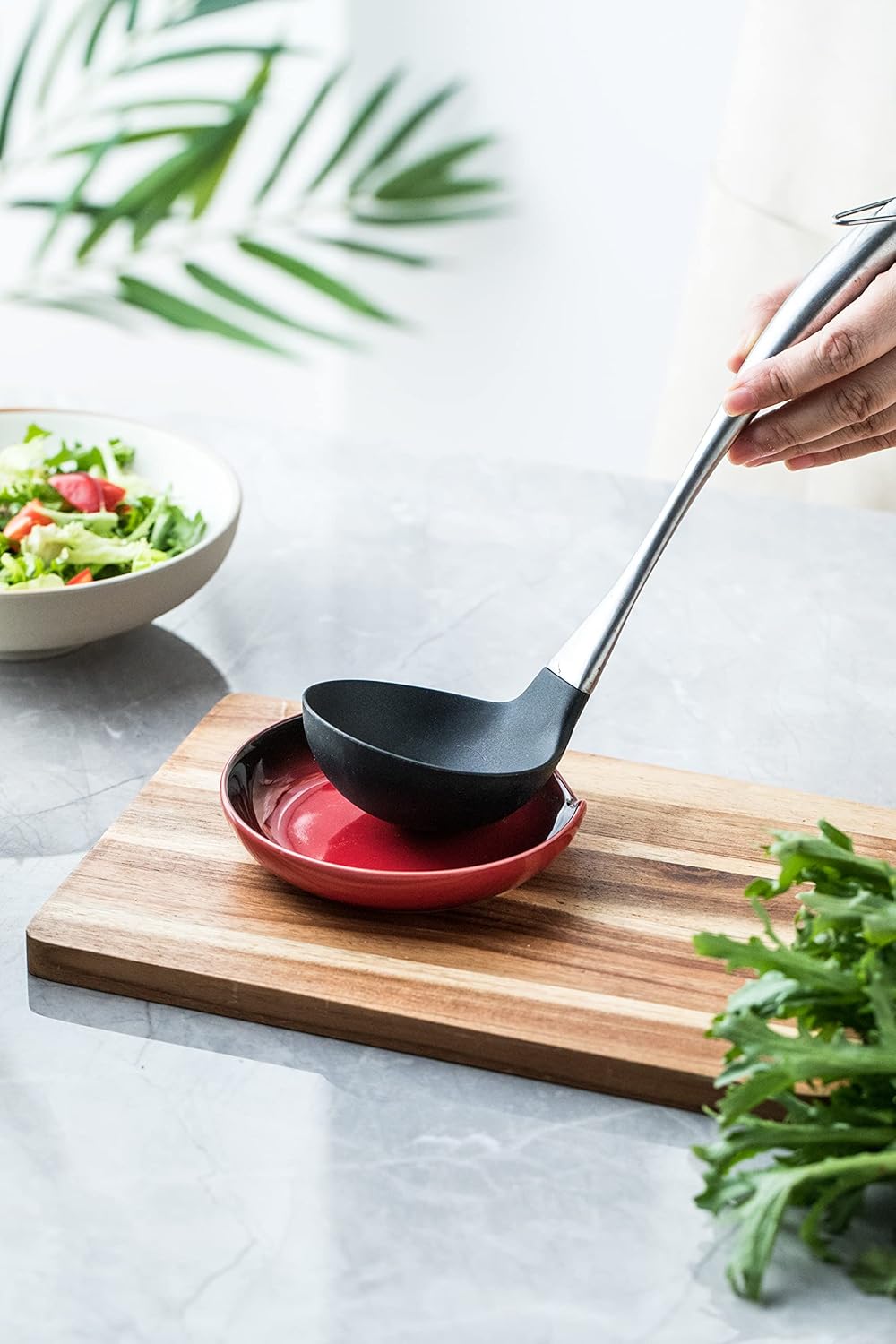 Spoon Rest for Stove Top Spatula Holder for Kitchen Counter Cute Cooking Utensil Rest for Spoons, Ladles, Tongs, Farmhouse Decor for Christmas, Red