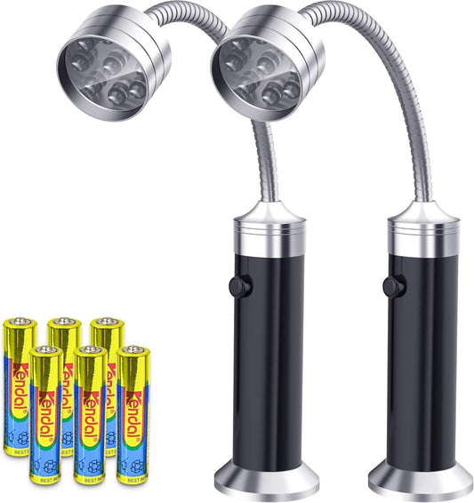Barbecue Grill Light Grilling Accessories for Outdoor, BBQ Magnetic LED Lights Flexible Gooseneck Weather Resistant, Men Dad Gifts Batteries Included 2 Pack (Black)