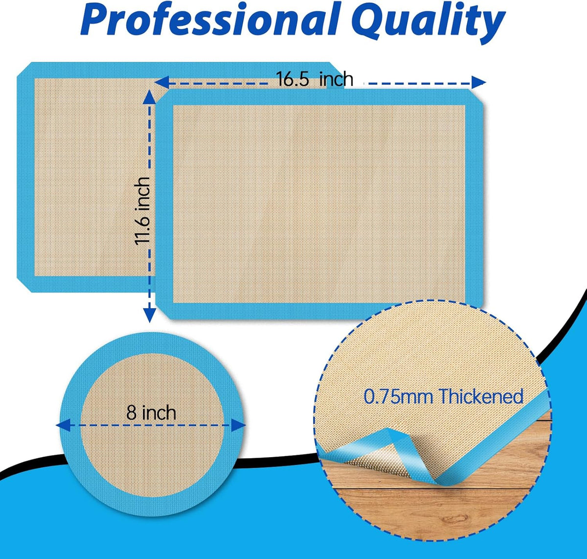 UBeesize 3 Pack Silicone Baking Mats, Non-Stick Oven Liners, Reusable Food Safe Cookie Sheets For Baking, Warp Resistant & Heavy Duty Bakeware Mat For Making Macaroon, Pizza, Cookie, Pastry, Bread
