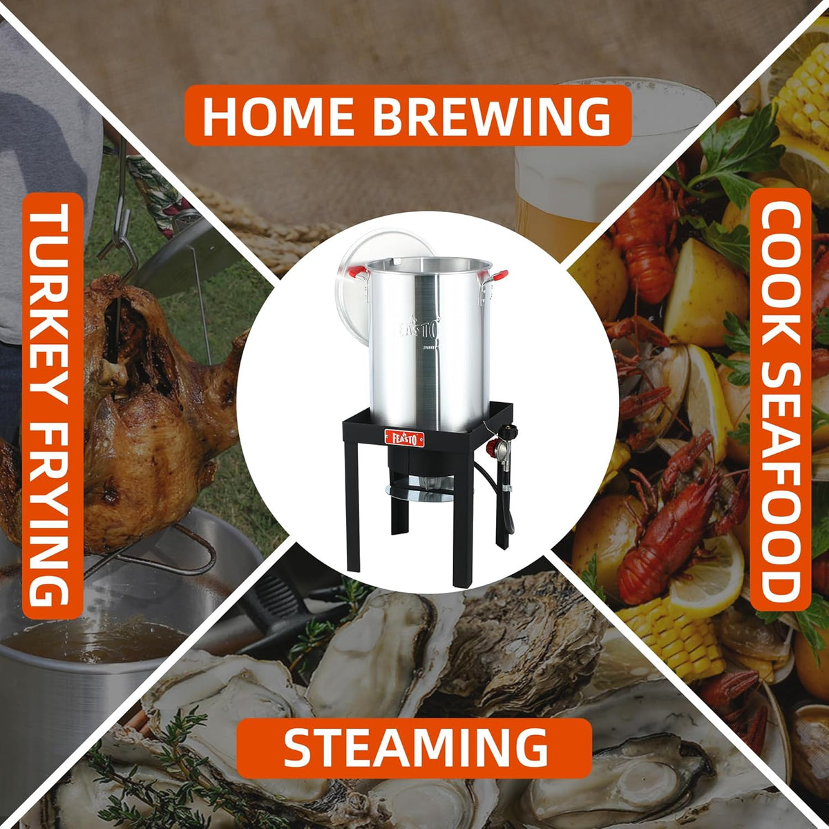 22701A 30QT Turkey & Fish Fryer Set for Outdoor Cooking, CSA Certified,Turkey Deep Fryer Pot with Basket for Thanksgiving Day, 50,000 BTU Propane Burner Outdoor Fryer