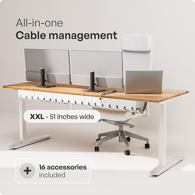 PAMO Cable Management Under Desk for Easy mounting Under-Table I Set of 3 - with 10X Cable Ties I Desk Organizer for Office/Home Office Table Thoughtful Cable Tray Holder