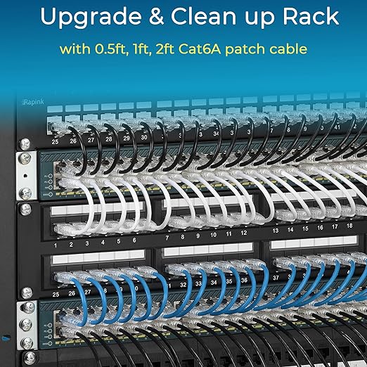 Rapink Patch Cables Cat6/ Cat6a 5ft (24 Pack) Slim, Cat6a Ethernet Patch Cable 10G Support, Snagless Cat 6 Patch Cable for Patch Panel to Switch, Flexiable Cat6 Ethernet Cable Black