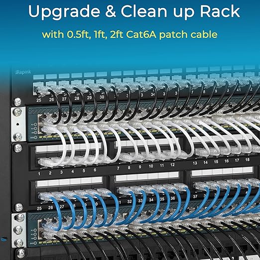 Rapink Patch Cables Cat6/ Cat6a 2ft (24 Pack) Slim, Cat6a Ethernet Patch Cable 20G Support, Snagless Cat 6 Patch Cable for Patch Panel to Switch, Flexiable Cat6 Ethernet Cable Yellow
