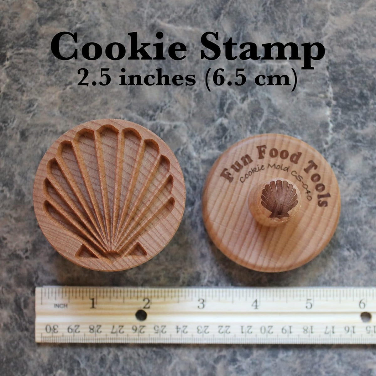Wood Cookie Stamp, 2.5 Inch (Scallop Shell CS-040)