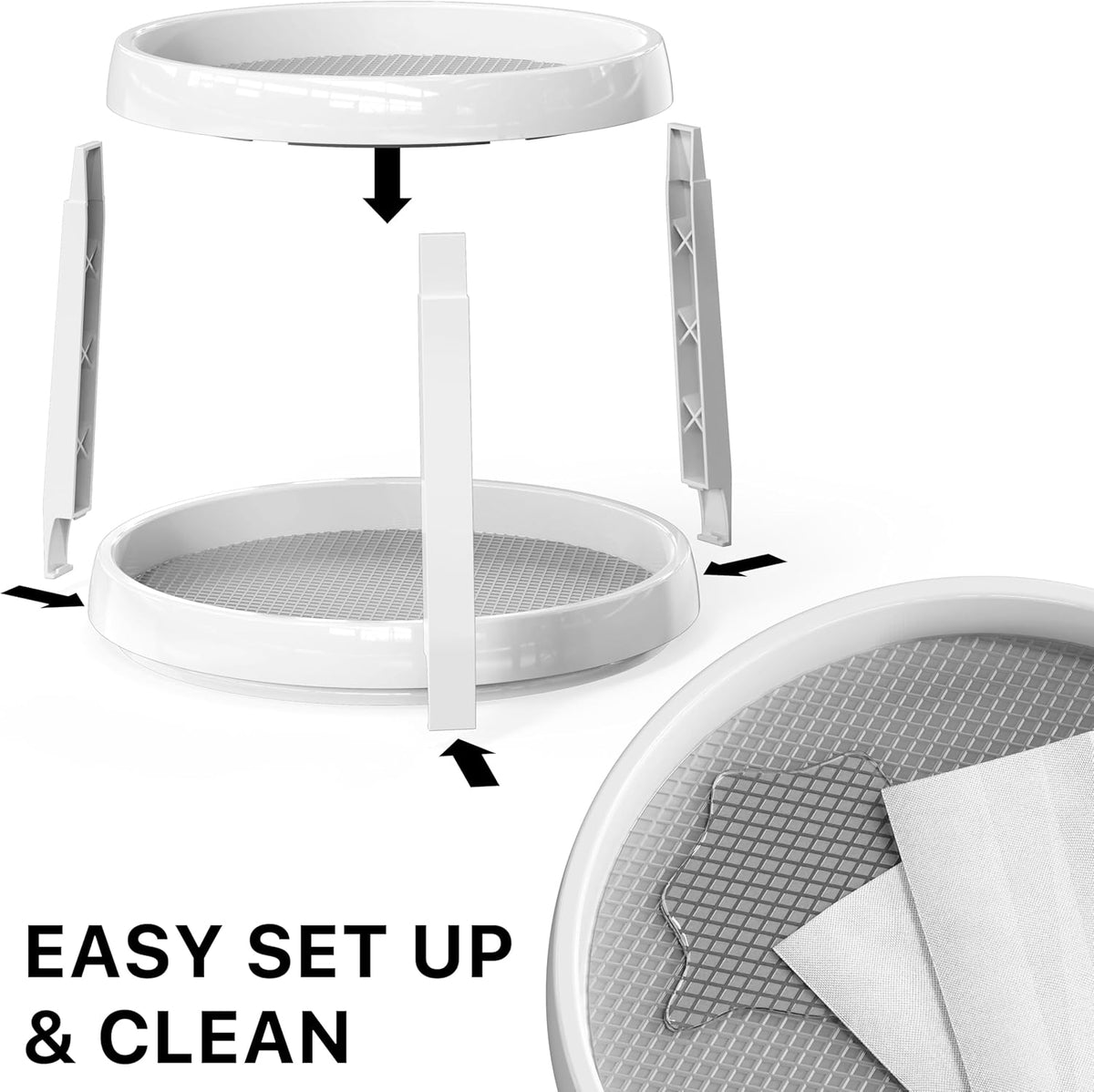 Simple Houseware 2-Tier Lazy Susan Spice Organizer, 10" Diameter, White/Gray