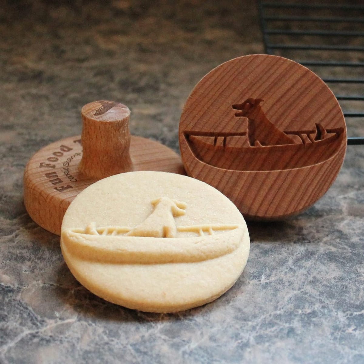 Wood Cookie Stamp, 2.5 Inch (Boating Dog CS-067)