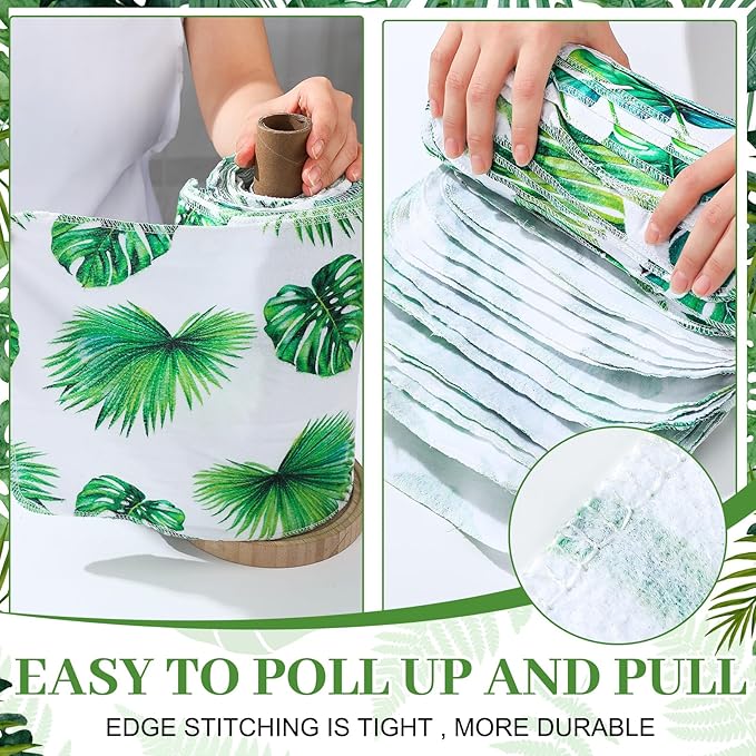 36 Count Reusable Cleaning Cloths Washable Cotton Kitchen Towels for Home(Leaves Style,Green)