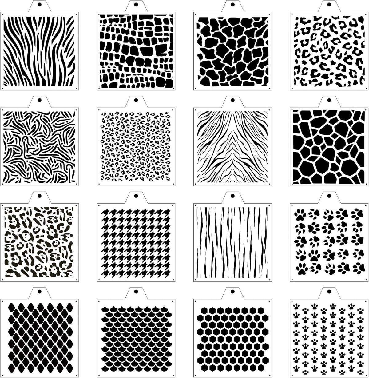Leopard 5.5x5.5in Cheetah Animal Cow Print Skin Reusable Painting Template Stencils for Cake, Cookie Decorating & DIY Projects