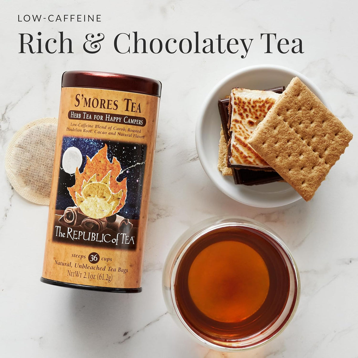 The Republic of Tea – S’mores Herbal Chocolate Tea Tin, 36 Low-Caffeine Tea Bags