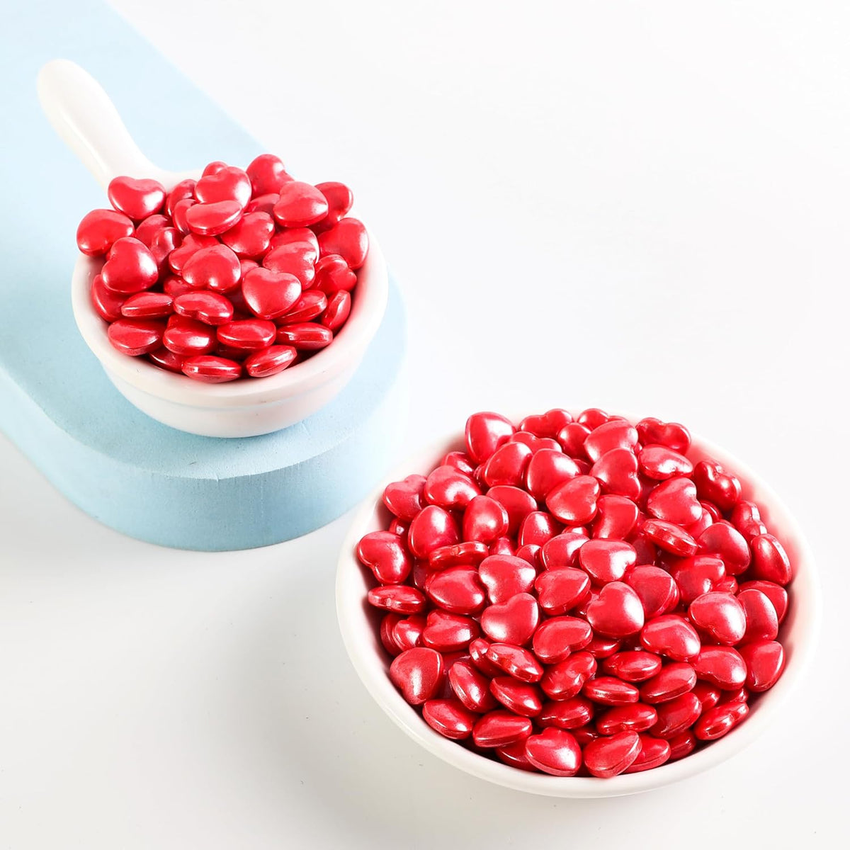 Kasvan Mixed Heart Shapes Sprinkles - Edible Candy Pearls 130g/4.58 Oz, Mix Size, Baking Cake Decorations, Ice Cream Toppings and Cookie Decorating, Wedding Party Chirstmas Supplies (Red)
