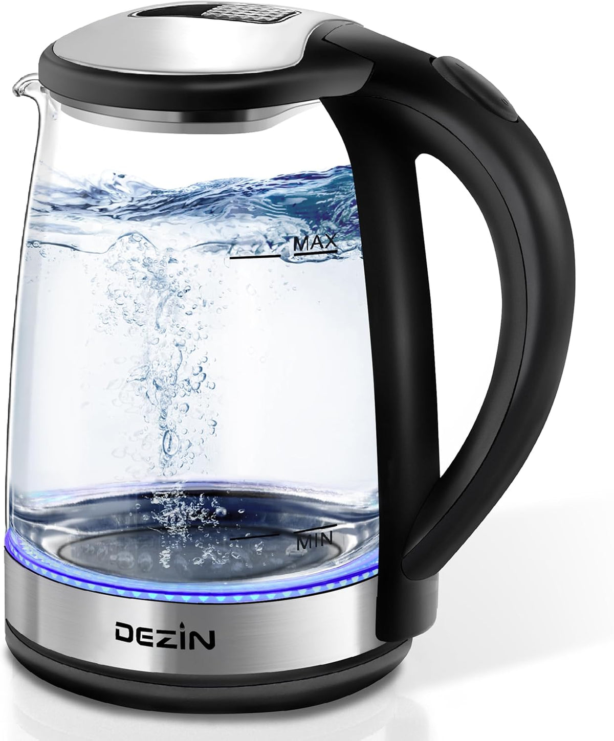 Dezin Electric Kettle, BPA-Free 2L Electric Water Heater, Glass Electric Tea Kettle, 304 Stainless Steel Hot Water Kettle Warmer with Fast Boil, Auto Shut-Off & Boil Dry Protection, for Coffee, Tea